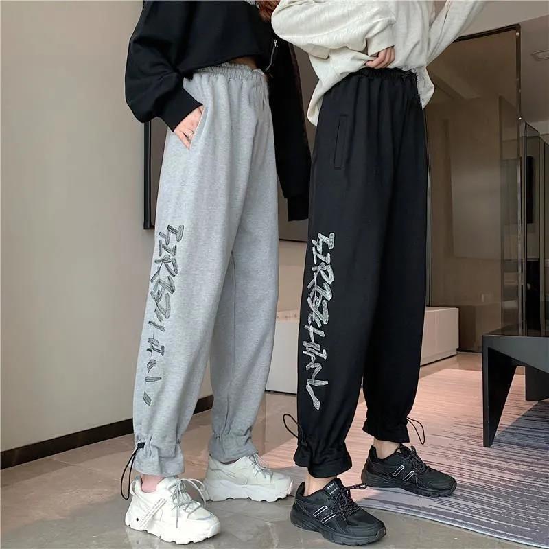 Korean Women's Casual Wide-leg Pants Student Loose and Versatile Cropped Trousers High Waist Slim Straight Track Pants Trend