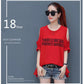 Short-sleeved T-shirt Women Loose Large Size Women's Off-the-shoulder Top Half-sleeved T-shirt Off-the-shoulder Round Neck Loose Casual Ladies T-shirt