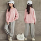 Girls Pullover Round Neck Long-sleeved Sweater Loose Sports Trousers Suit Spring and Autumn Korean Version Long-sleeved Breathable Two-piece Suit