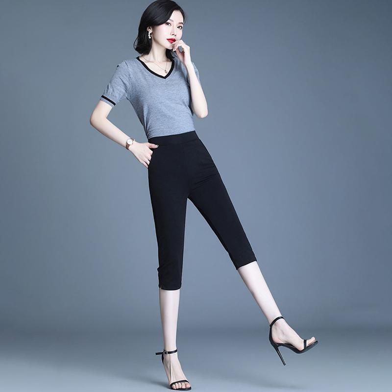Women's Summer Thin Cropped Trousers Trend Large Size Loose When Looking Thin All-match Fashion Straight Casual Pants