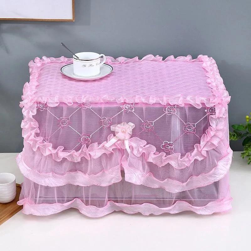 Lace Yarn Edge Microwave Oven Cover Cloth Dustproof Curtain Kitchen Household Antifouling Cover Towel