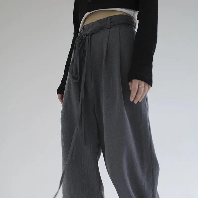 Spring and Summer Casual Plus Size High Waist Wide Leg Pants Female Korean Style Loose and Thin Suit Straight Mopping Trousers