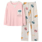 Women Pajamas Set Long Sleeve Pyjamas Suit Spring Autumn Sleepwear Winter Home Wear Loose Casual Pullover Round Neck Cute Nightwear Tops Pants