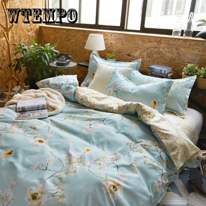 No Ball No Fading Skin-friendly Long-staple Cotton Suit Duvet Cover Bed Sheet Pillowcase Bedding