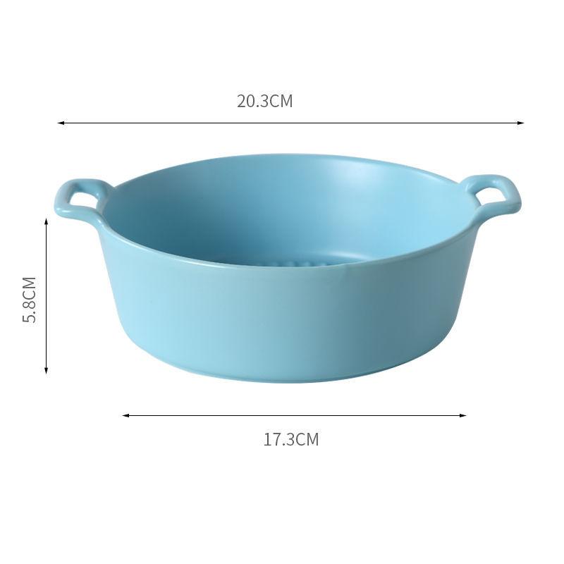 Net Red Binaural Baking Baking Bowl Baked Rice Bowl Dessert Bowl Fruit Salad Bowl Round Deep Plate Household Instant Noodle Bowl