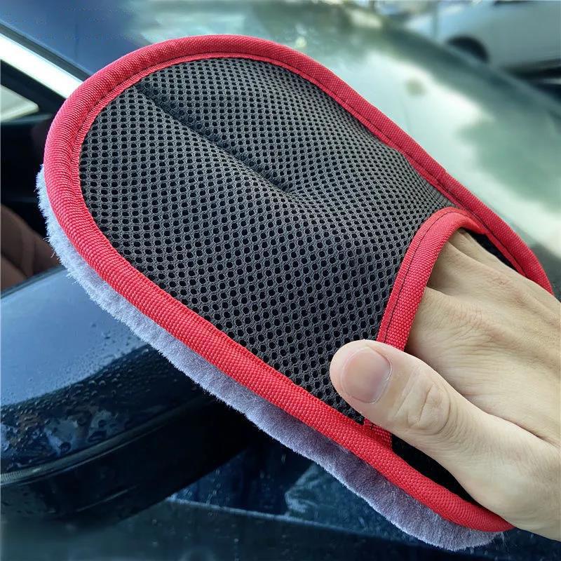 Imitation Wool Car Wash Gloves Car Cleaning and Foaming Plush Gloves, Thickened and Soft Bear Paws Do Not Hurt The Paint Gloves