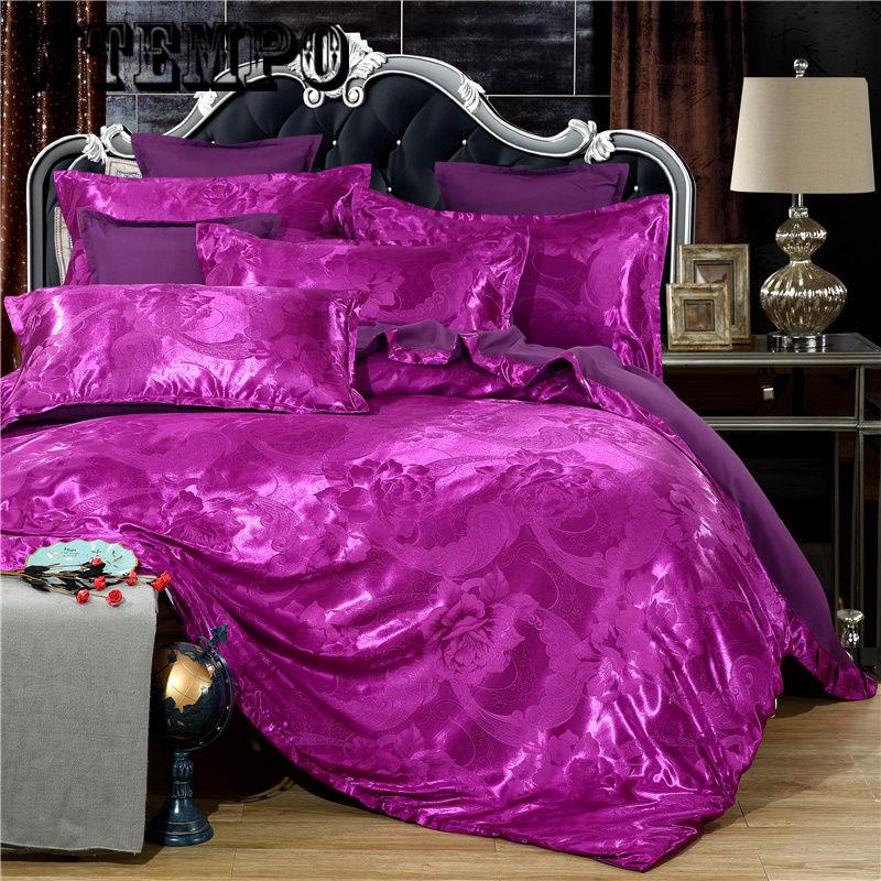 Brand European Silk Bedlinen Jacquard Satin Bedding Sets