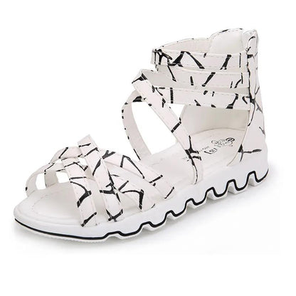 Girls' Sandals In Spring and Summer Soft Soled Non Slip Striped Sandals Little Girls' Open Toe Bowknot Casual Sandals