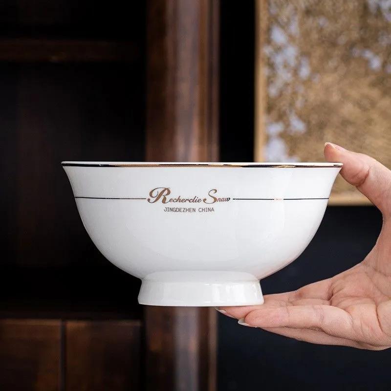 Jingdezhen Household Rice Bowl Ceramic Bowl Set Eating Bowl Small Bowl Japanese Tableware Bowl Ceramic Tableware