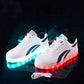 Men and Women Rechargeable Colorful Luminous Shoes Waterproof Casual Sports Shoes Couples White Shoes Fluorescent Luminous Shoes Unisex