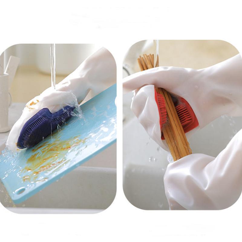 2pc Magic Brush Dishwashing Gloves Dishwashing Artifact Female Waterproof Silicone Dishwashing Brush Durable
