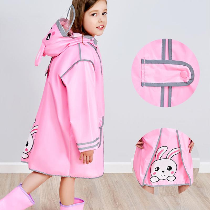 Kid Rain Coat Kawaii Cartoon Printed Raincoat Reflective Stripe Hooded Waterproof Clothes Boy Girl Windbreaker Windproof Rainweaer