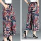 XL-4XL Spring High Waist Wide Leg Pants Summer Loose Large Size Thin Culottes Elastic Waist Printed Cropped Pants