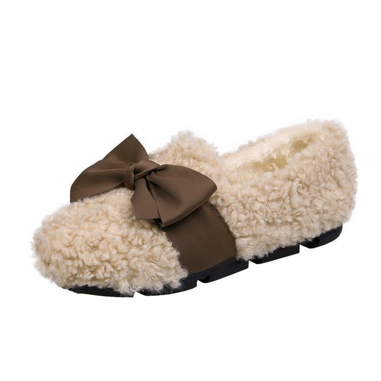 Winter Women's Korean Version Plus Velvet Cotton Shoes Women's Shoes Bow Autumn and Winter Wear