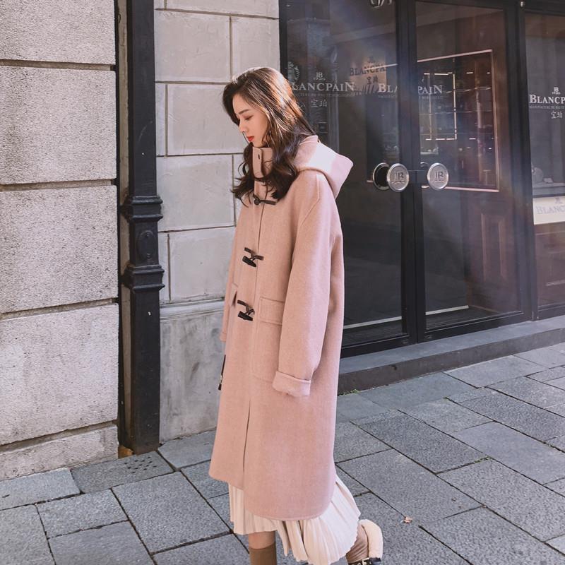 Trendy wild woolen coat women autumn and winter loose mid-length woolen coat women clothing