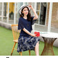 Set Chiffon Dress Female Niche Sweet Wind Is Thin Two-piece Skirt Round Neck Short-sleeved Top A-line Short Skirt Chiffon Fabric Light and Breathable