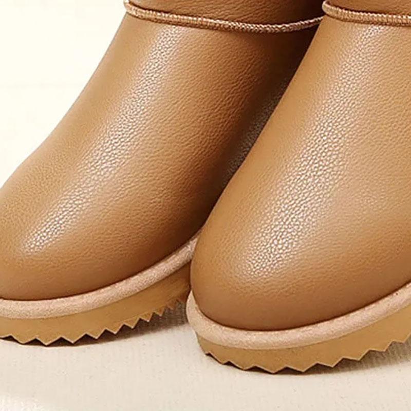 Snow Boots Women's Leather Mid-tube Korean Version Plus Velvet Non-slip Waterproof Women's Boots Cotton Shoes Winter Shoes