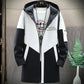 Men's Mid-length Windbreaker Youth Fashion Loose Warm Hooded Workwear Autumn Jacket
