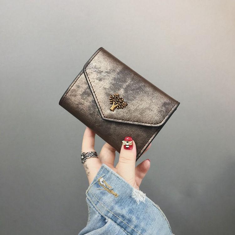 Retro Tree Wallet Women's Short Story Student Wallet Women's pocket change Wallet