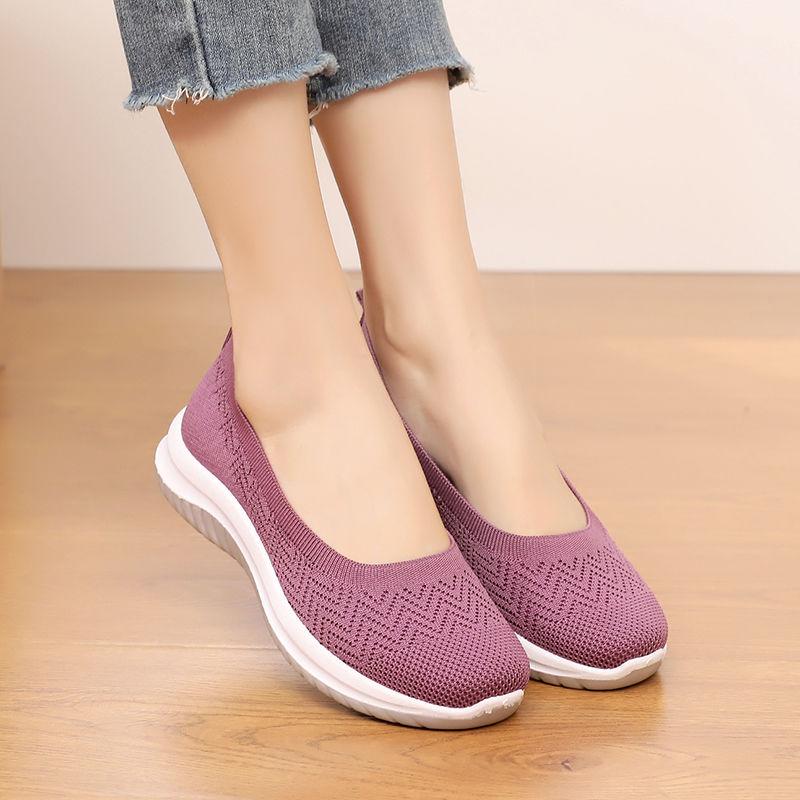 Spring Summer Women's Cloth Shoes Women's Breathable Soft Bottom Fashion Casual Non-slip Ladies Breathable Single Shoes