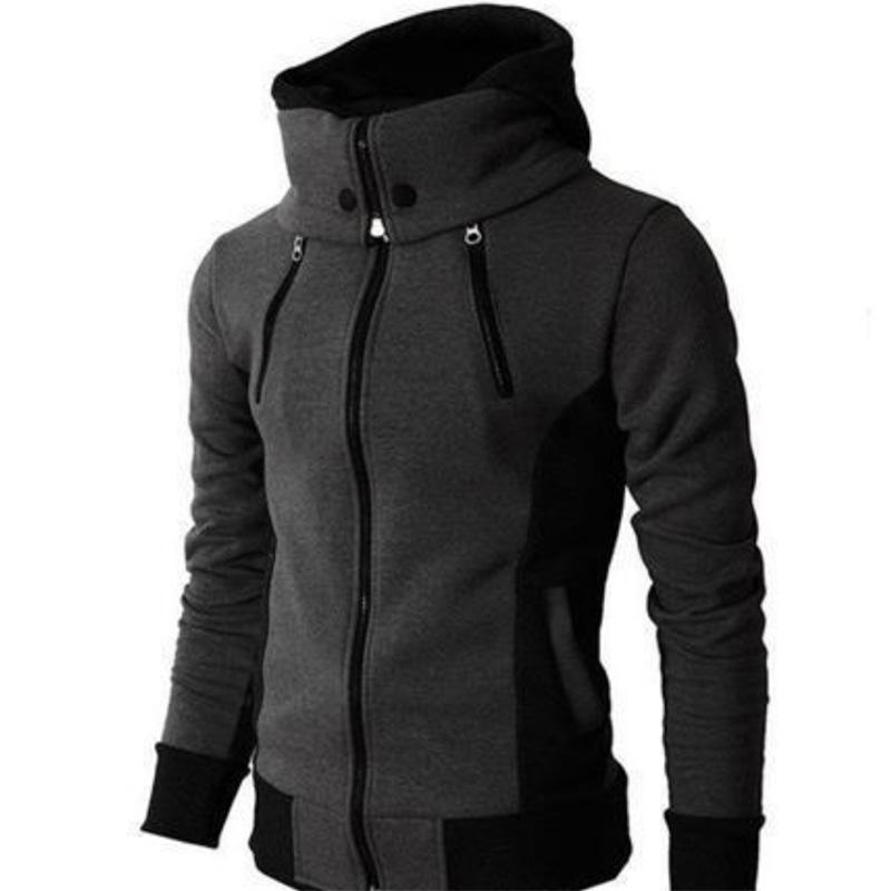 Men's Hooded Zip Sweater Casual Autumn Winter Jacket Sports Outdoor Men's Fake Two Piece Jacket