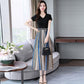 M-XXXL 2 Pieces Ladies Suit Skirt Spring and Summer Short Sleeve  Mid-length Casual Vacation Office Home