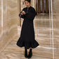 Women's Winter Cotton Dress Solid Color Fishtail Long Warm Dress Large Size Loose Lovely Thickened Dress