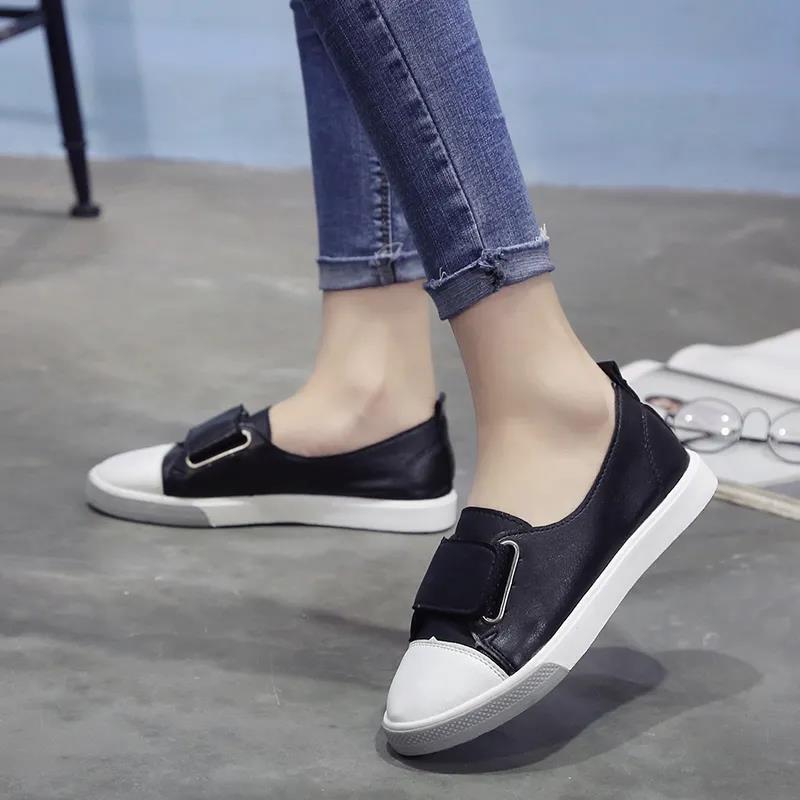 Real Soft Leather White Shoes Women Spring and Summer Breathable Fashion All-match Flat Casual White Shoes Women Shoes