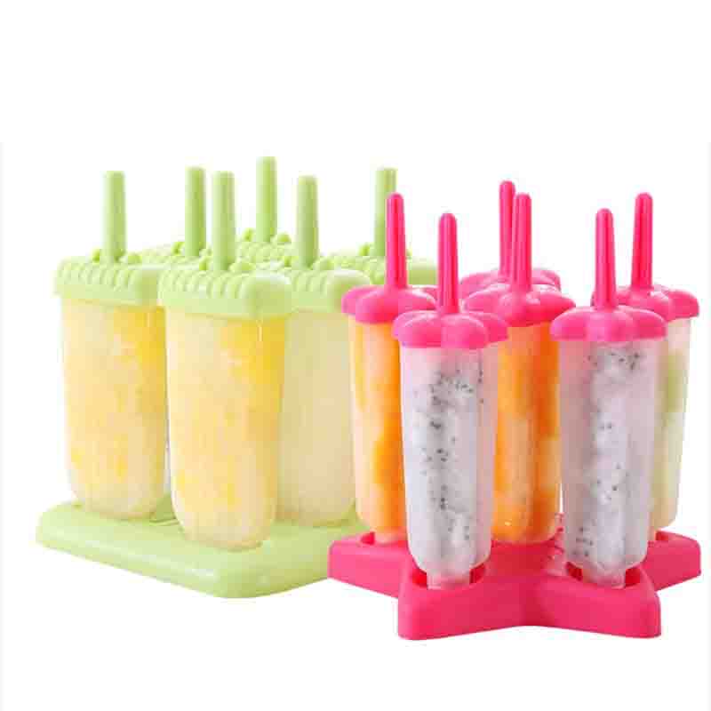 6/12pcs DIY Ice Cream Popsicle Mould +Silicone Tray Dessert Summer Icebox Lolly Mould