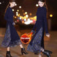 Plus Velvet  Thick Sweater Dress Women Autumn and Winter Slim Long Dress Floral Stitching Knitted Sweater Dress