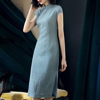 Chinese Style Cheongsam Long Dress Improved Version Cheongsam Women's Dress Skirt Female Summer Thin Retro Chinese Style