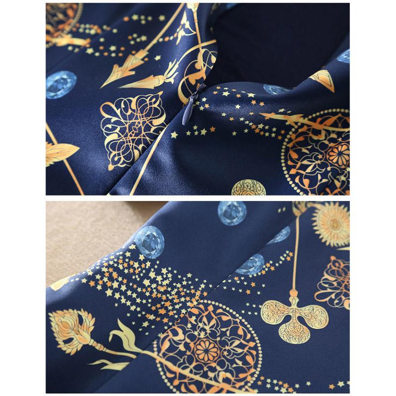 Summer New Dress Mid-length Large Size High-end Temperament Printed Short-sleeved Dress Slim Slim