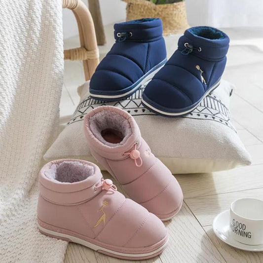 Bag with Cotton Slippers Women Winter Home Non-slip Indoor Home Couple Thick-soled Warmth Large Size Cotton Shoes Men