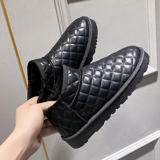 Winter Plus Velvet Casual Rhombus Cotton Shoes Boots Waterproof Snow Boots Women