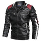 Casual Men's Leather Jacket Casual Trend Fashion Stand-up Collar Youth Leather Jacket