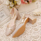 Spring  Summer Sandals Female Students Korean Version  Wild Thick Heels One-word Buckle  High Heels Mid-heel  Single Shoes