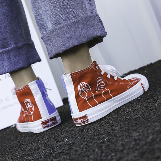 Couple Shoes Fashion Women Canvas Shoes High Top Sneakers Men Flats Shoes White Black Casual Shoes Tenis Feminino