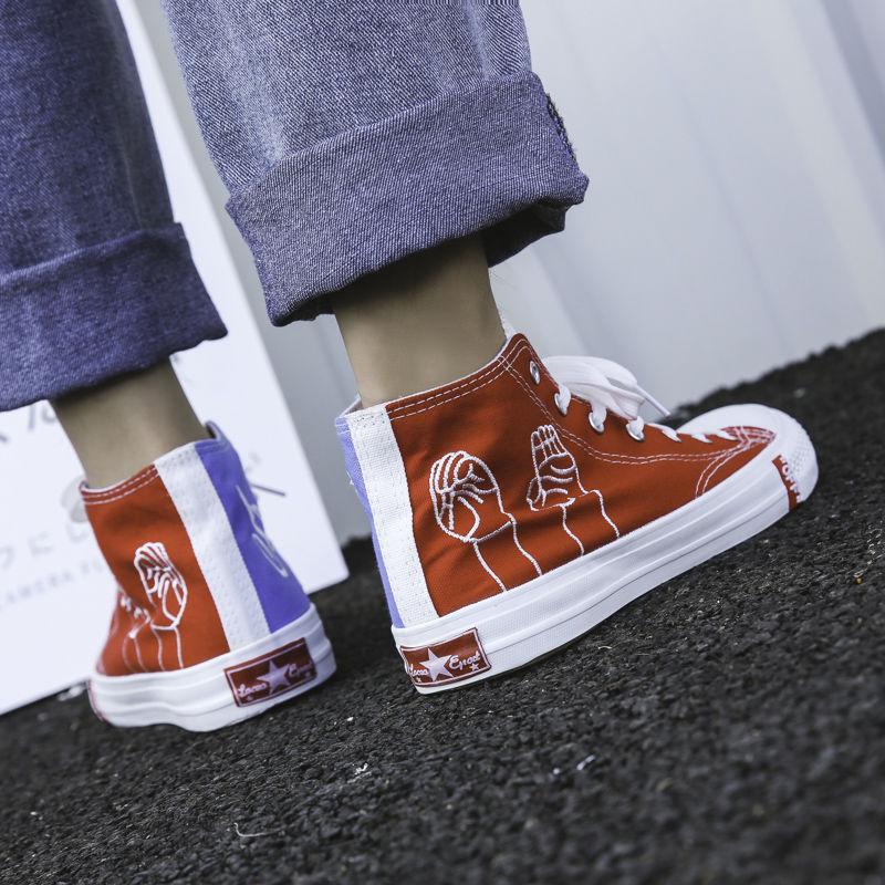 Couple Shoes Fashion Women Canvas Shoes High Top Sneakers Men Flats Shoes White Black Casual Shoes Tenis Feminino