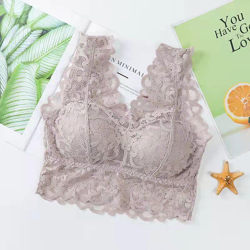 Women's Sexy No Steel Ring Beautiful Back Lace Underwear Bra Women Gather Anti-sagging Thin Bra Outer Wear Running Training Fitness Yoga Underwear