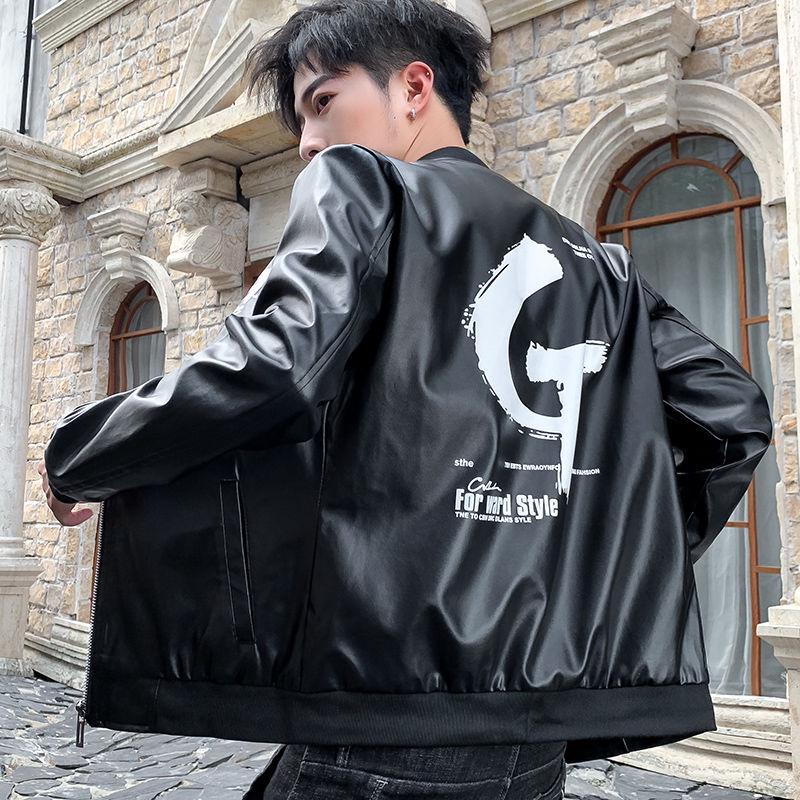 Slim Leather Jacket Trend All-match Jacket Large Size Casual Leather Men's Clothing