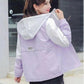 Color Matching Loose Hooded Sports Baseball Uniform Casual All-match Jacket Short Jacket Women