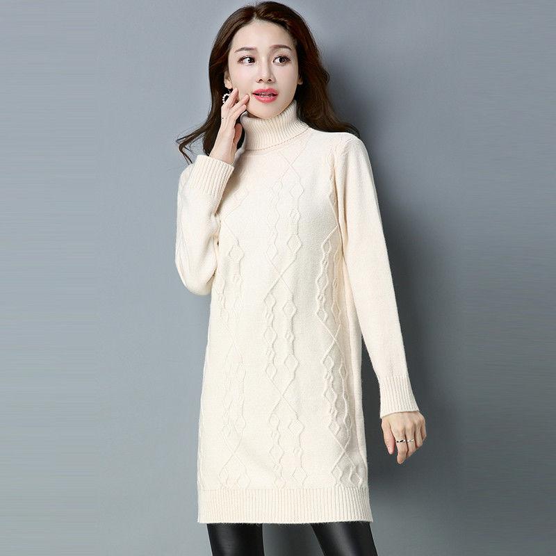 Women's Sweater 2021 Autumn and Winter New Sweater Women Pullover Korean Turtleneck Knitwear Loose Mid-length Trending Sweater