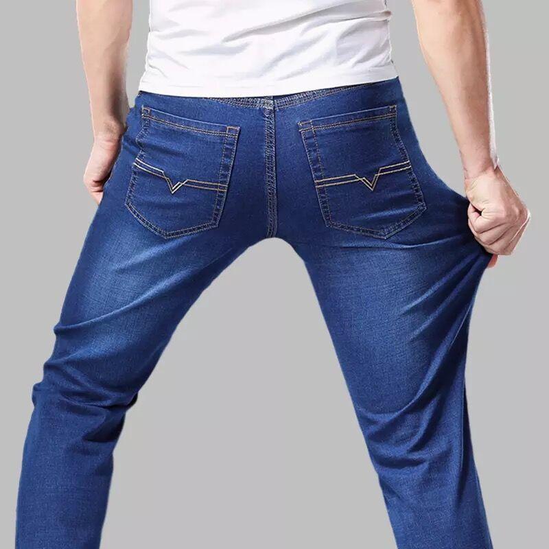 Men's Elastic Jeans Straight Loose Large Size Thickened Elastic Men's Pants Daily Casual Trousers