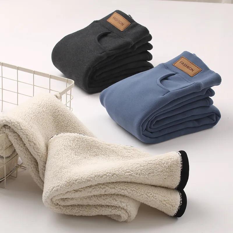Super Thick Lamb Velvet Leggings Women's Outer Wear Winter Plus Velvet Thick Plus Size High-waist Slim-leg Pants Warm Cotton Trousers