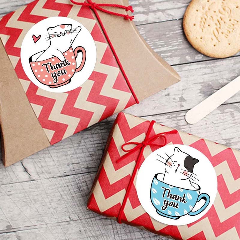 500pcs 4 Styles Thank You Sticker for Seal Labels Round Floral Multi Color Labels Sticker Handmade Offer Stationery Sticker