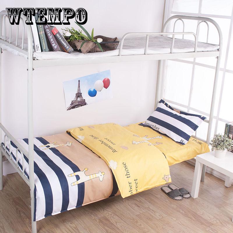 3pcs Simple Print Bedding Set Concise Style Kids Single Size Duvet Cover Sheet Pillowcase Stripe  Solid Color Bedding Sets