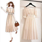 Pofulove Women Polka Dot Off Shoulder Floral Chiffon A-line Dress Thin O-Neck Long Evening Dress