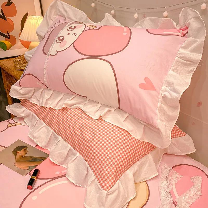 High-grade Cotton Princess Pillowcases A Pair of Floral Print Large Pillowcases 48*74cm Bedding