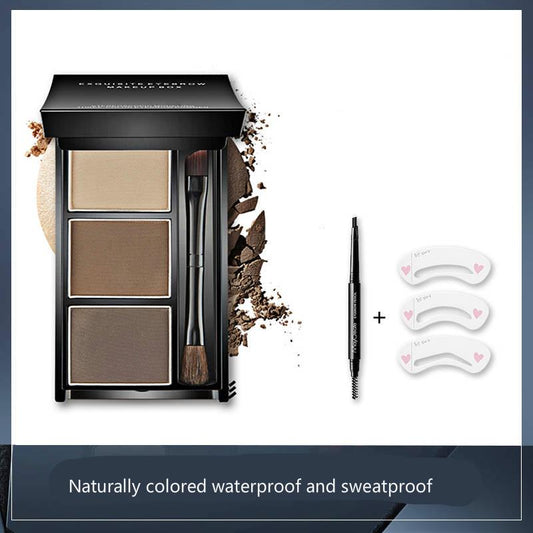 Eyebrow powder set lasting non-bleaching not bloom tri-color eyebrow cream to send eyebrow cards