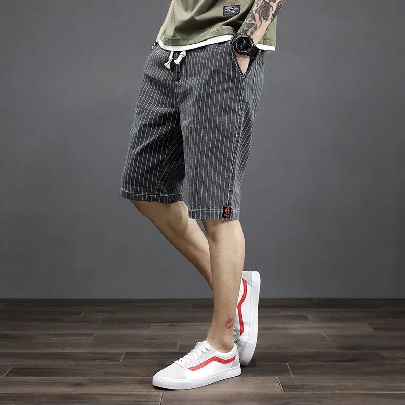 Summer Striped Thin Loose Stretch Five-point Shorts Men's Elastic Waist Casual Pants